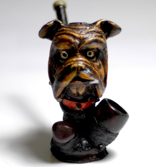 English Bull Dog figured handmade ceramic tobacco pipe - Simple Glass Pipe