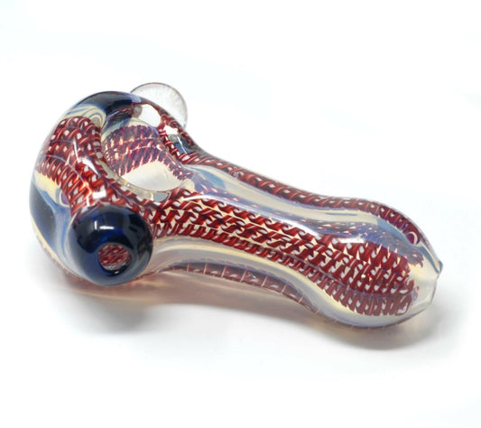 4 " Heavy Duty Red Twisting Dot Glass Hand Pipe. - Simple Glass Pipe