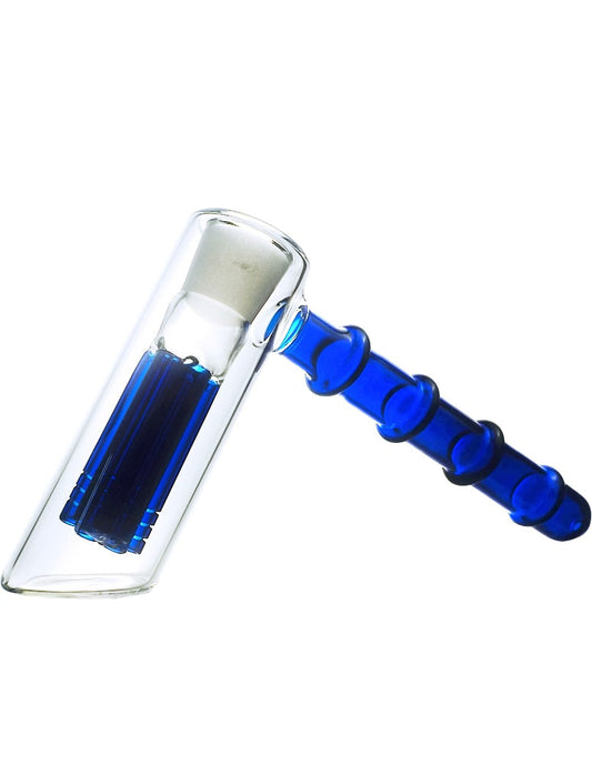 6" 6 Perc Arm blue Hammer glass pipe