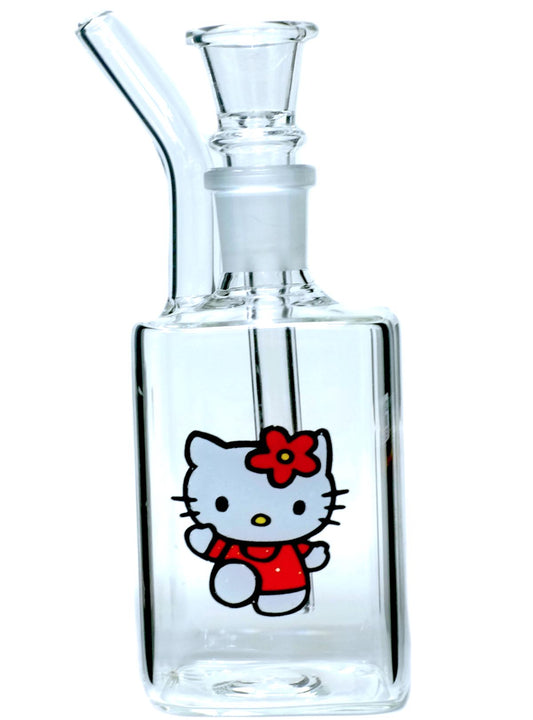 6" Simple hello Kitty Rectangle Glass Water Pipe