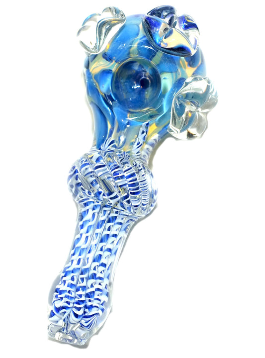 4.5" Blue Glass Spoon Pipe with Dots