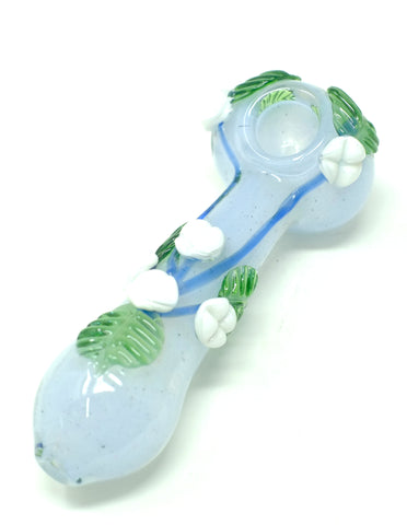 5.5" Green Leafs  Glass Spoon Pipe