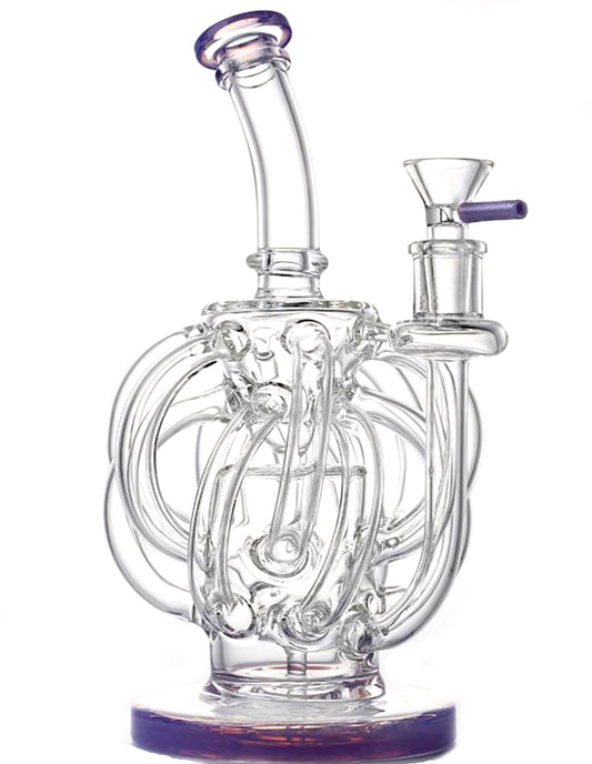 12" Super Vortex Glass Bong Recycler Water Pipe