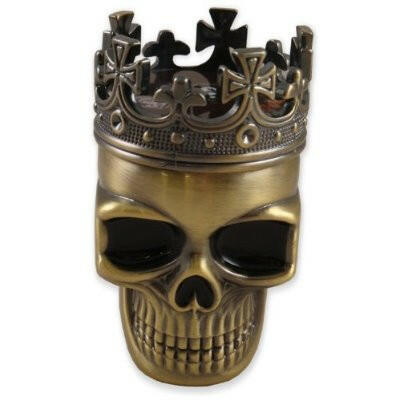 King Crowned Skull Herb Tobacco spice Grinder 3 parts, - Simple Glass Pipe