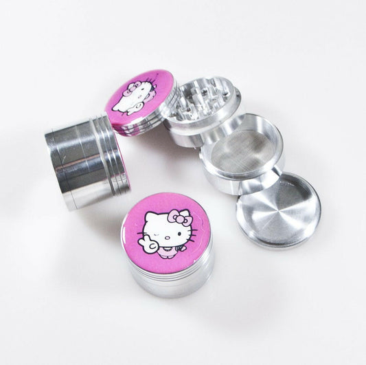 Hello Kitty 4 Piece Grinder Herb Spice Tobacco v2 - Simple Glass Pipe