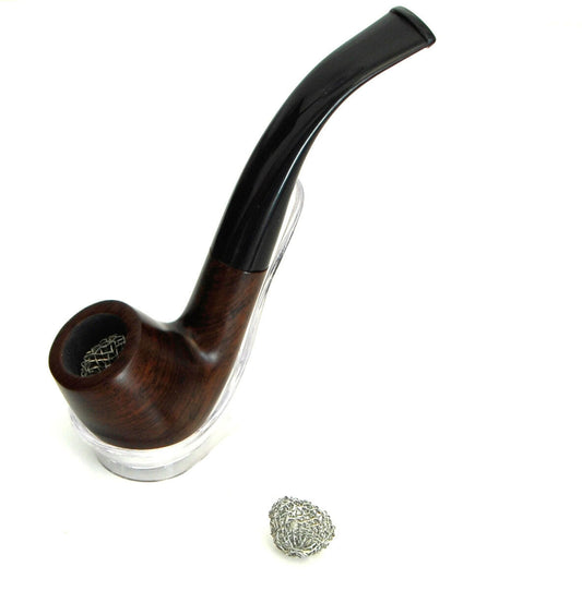 Bent Billiard sandal wood hand craft Tobacco Pipe, 5" long, - Simple Glass Pipe