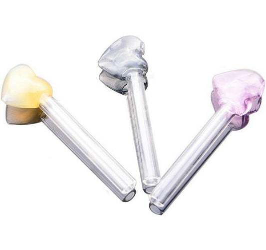 Heart Shape Glass Oil Burner Pipe Set of 2