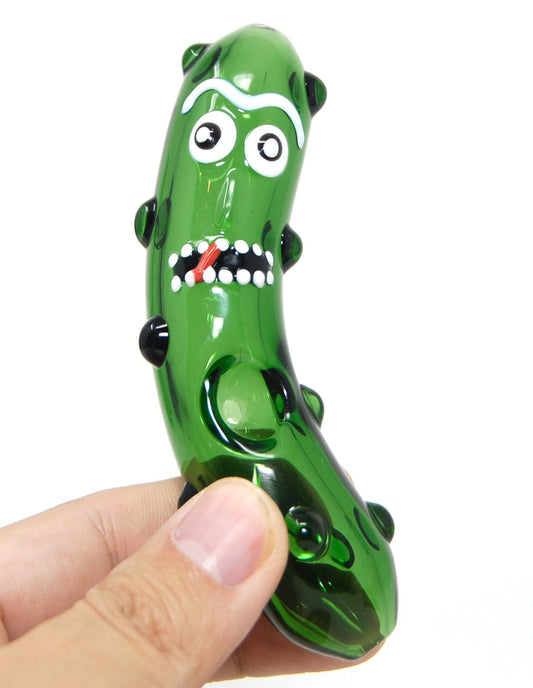 Pickle  Bent Handmade Art Glass Spoon Pipe