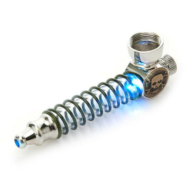 4 inch light-up metal tobacco pipe with LED