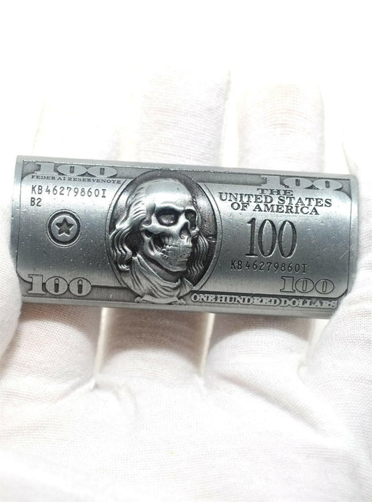 Metal Lighter Case Fits BIC in 100 Dollar Bills Design Standard Lighter Sleeve Cover Holder - Simple Glass Pipe