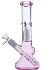 10" Pink Round Base Glass Water Bong Pipe - Simple Glass Pipe