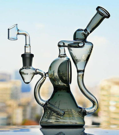 9-inch colorful recycler glass water bong