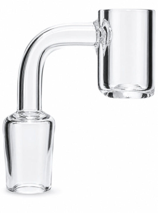 Clear 90-degree quartz bucket banger with male joint