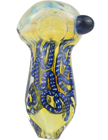 5 inch heavy striped glass spoon hand pipe