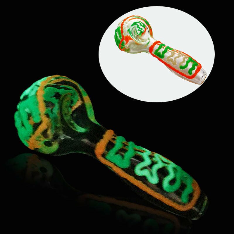 Clear glow glass hand pipe alternate view