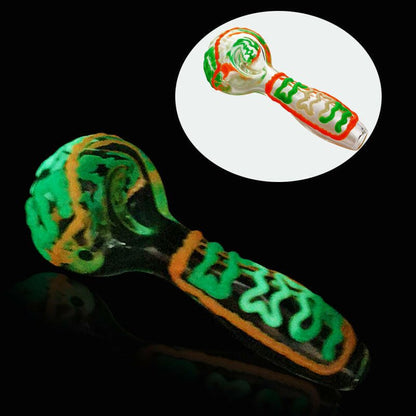 Clear glow glass hand pipe alternate view