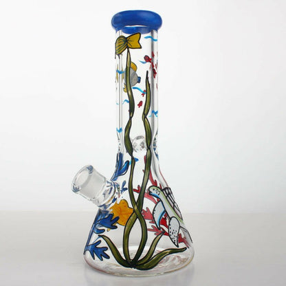 12-inch Sea World beaker glass water pipe with ocean artwork