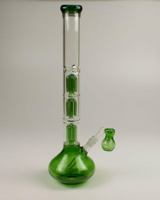 21-inch three-chamber glass water pipe with tree percs