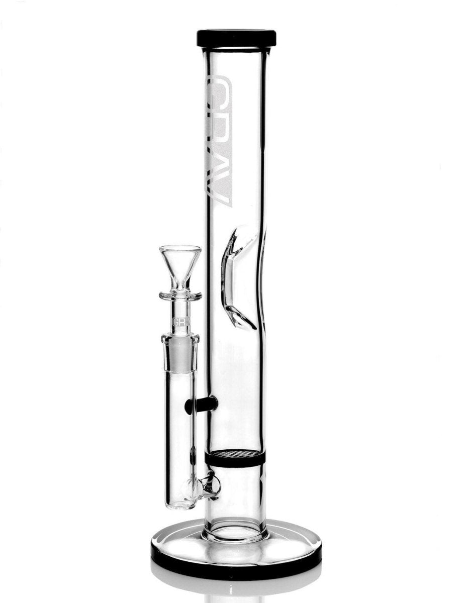 GRAV® Medium Straight Base w - Disc Water Pipe - Black Accent - Simple Glass Pipe