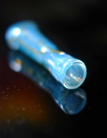 Thick handmade glass chillum side view