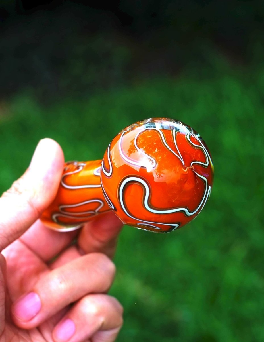 5" Red Pretty Heavy Glass hand pipe - Simple Glass Pipe