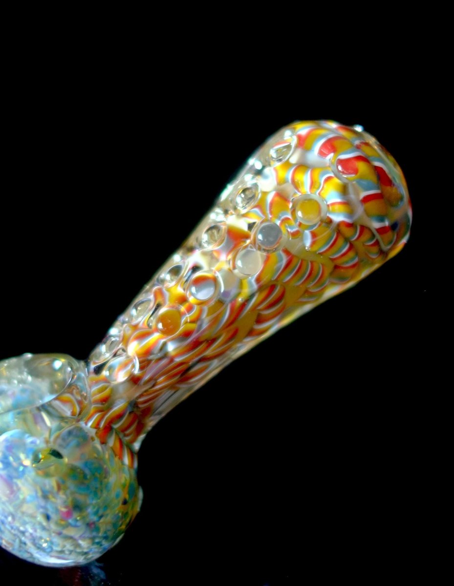 4.5" Heavy Dots Glass Spoon Hand pipe - Simple Glass Pipe