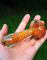 5" Red Pretty Heavy Glass hand pipe - Simple Glass Pipe