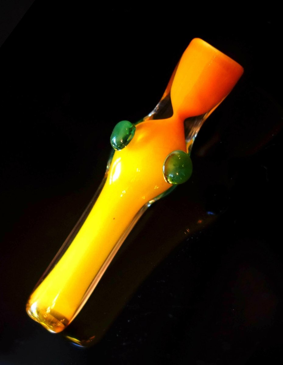 Orange chillum blue-dot detail view