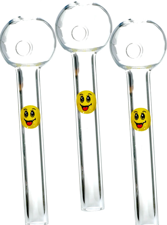 4' Smile Face Glass Oil Burner pipe with Quantity  Discounts