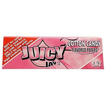 Juicy Jay's 1 1 - 4" Size Rolling Papers Cotton Candy Flavor - Simple Glass Pipe