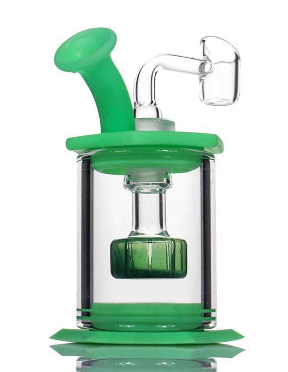 4.5-inch silicone and glass water pipe with showerhead perc