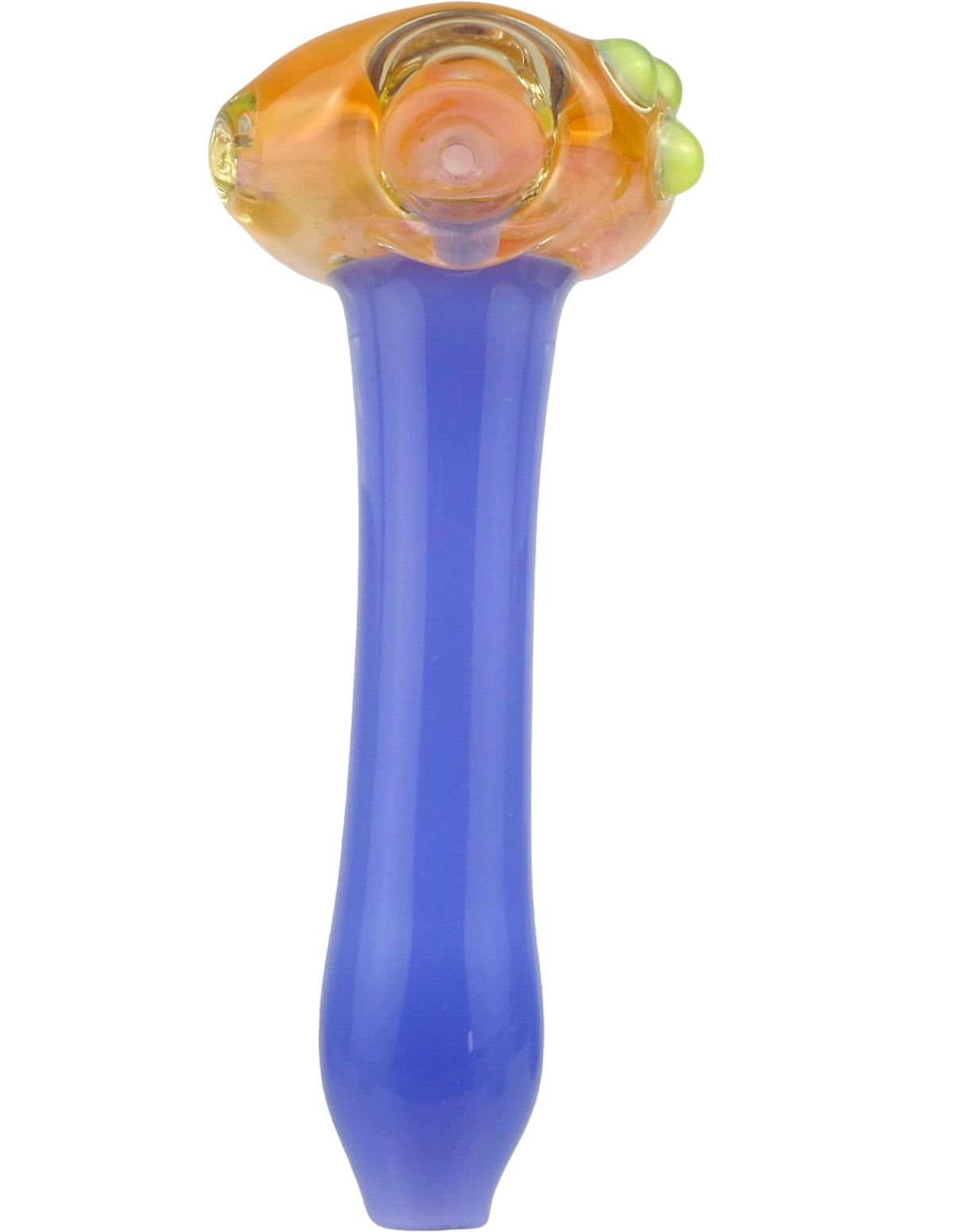 Purple dot glass spoon pipe with two-tone bowl