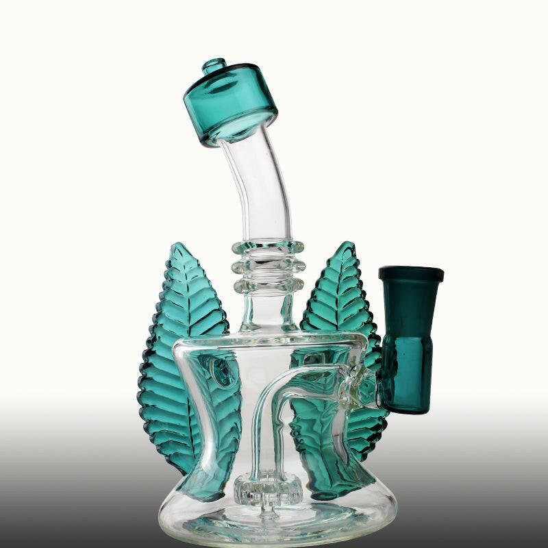 7" Leaf Glass Water Pipe Bend Neck - Simple Glass Pipe