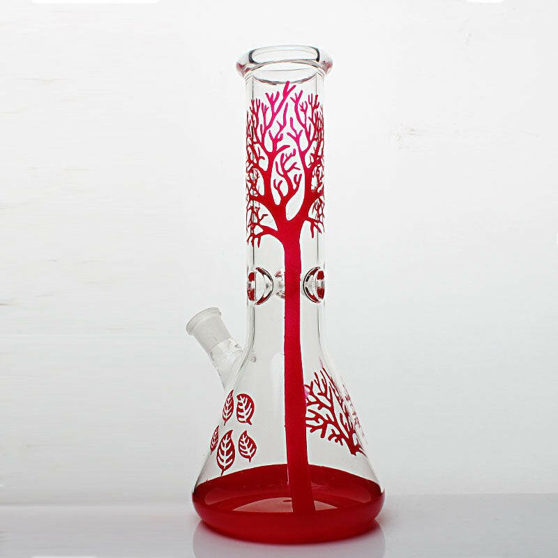 Red tree-design beaker water pipe alternate view