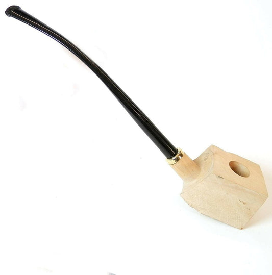 Churchwarden Tobacco Pipe Pear Wood Block - Pre Drilled - Simple Glass Pipe