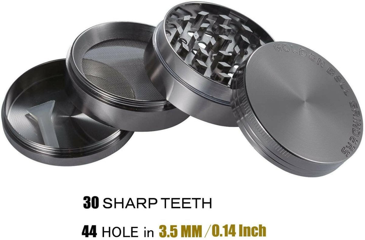 4 Piece 2" Spice Herb Grinder - Nickel Black - Simple Glass Pipe