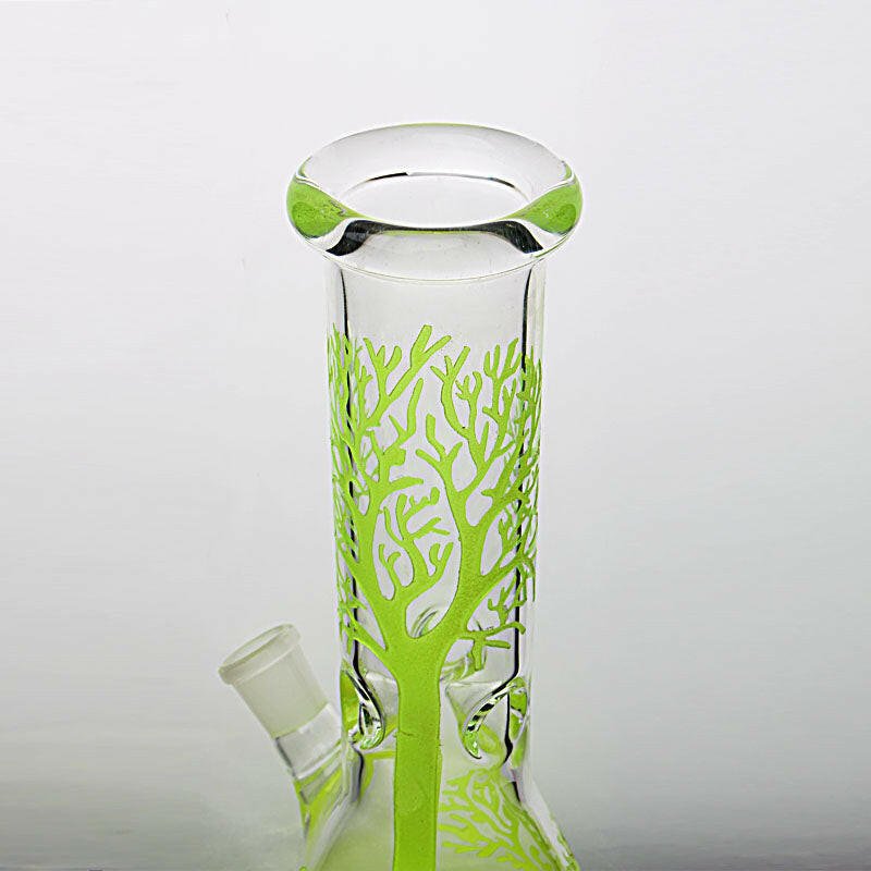 Tree-themed glass beaker water pipe side angle