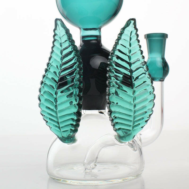 9" dark blue leaf design glass water pipe - Simple Glass Pipe