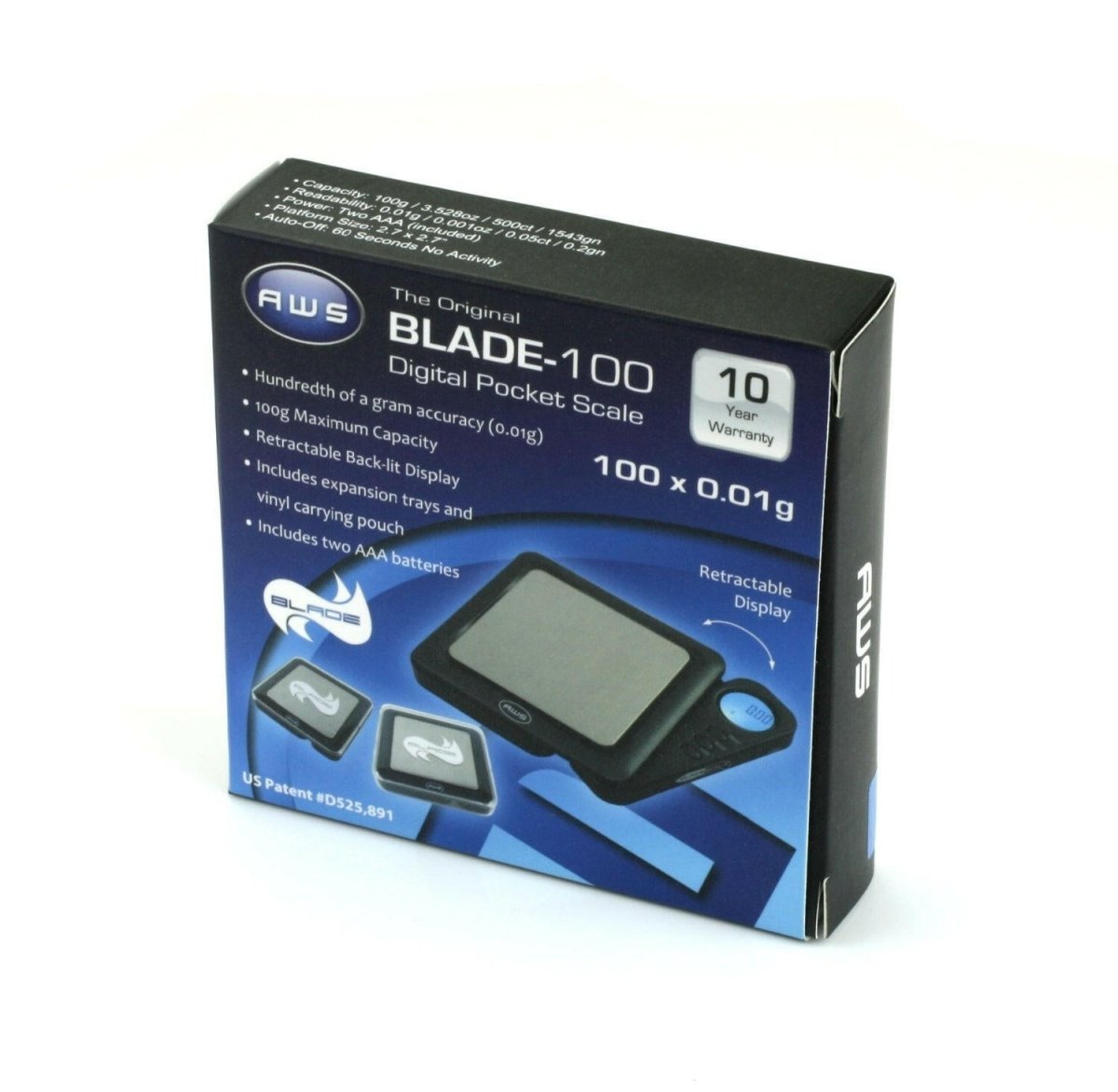 AWS Blade 100 Gram x 0.01g Digital Pocket Jewelry Scale - Simple Glass Pipe