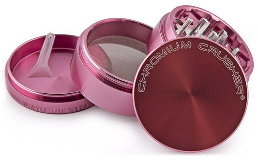 Chromium Crusher 1.6 Inch 4 Piece Tobacco Spice Herb Grinder pink colors - Simple Glass Pipe