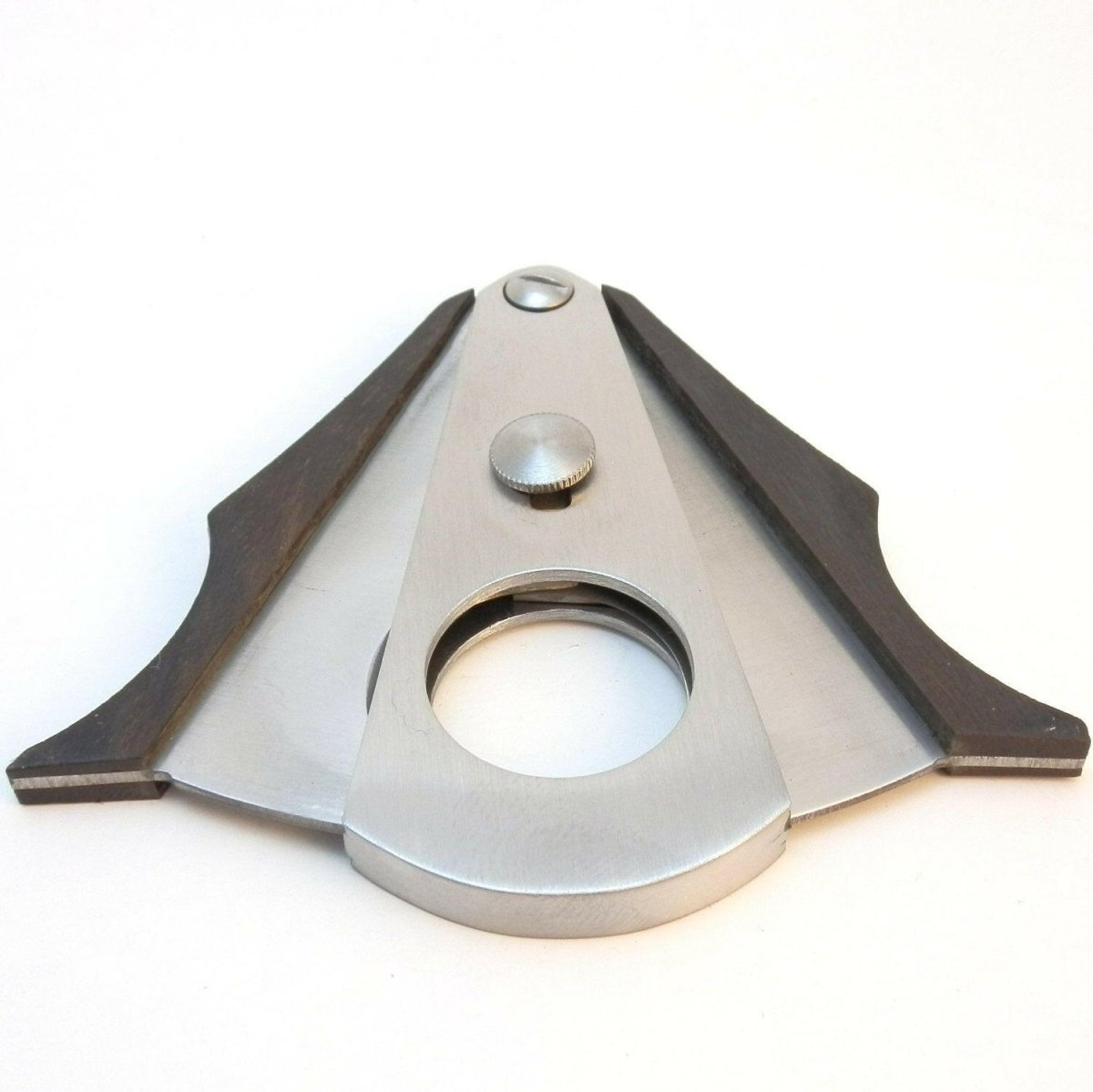 Wood and steel cigar cutter alternate view