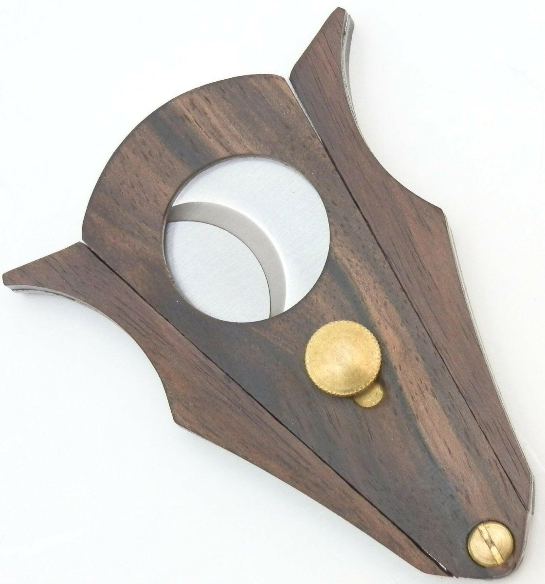 Spring-loaded wood cigar cutter alternate view