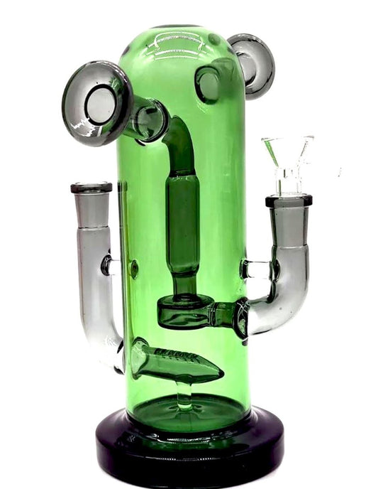 9" Green Cactus Water Pipe - Simple Glass Pipe