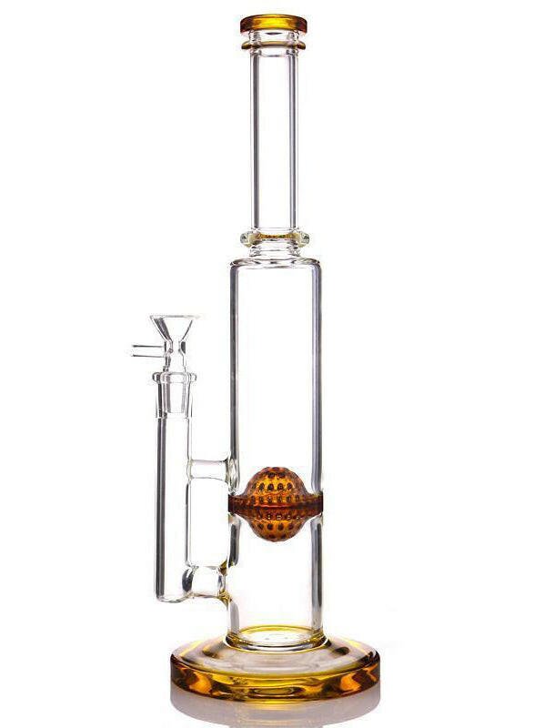 14" Glass Straight Honeycomb ball Glass Water Bong Pipe - Simple Glass Pipe