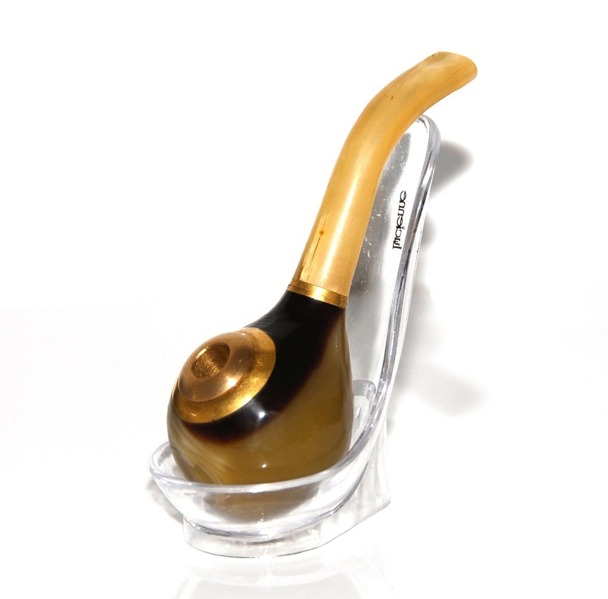 Short Horn Style Tobacco Pipe, soild Quality, Easy to Carry with Cigarette adapter, Assorted Pattern - Simple Glass Pipe