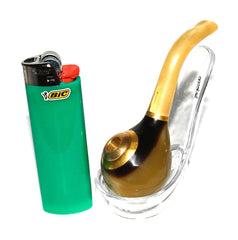 Short Horn Style Tobacco Pipe, soild Quality, Easy to Carry with Cigarette adapter, Assorted Pattern - Simple Glass Pipe