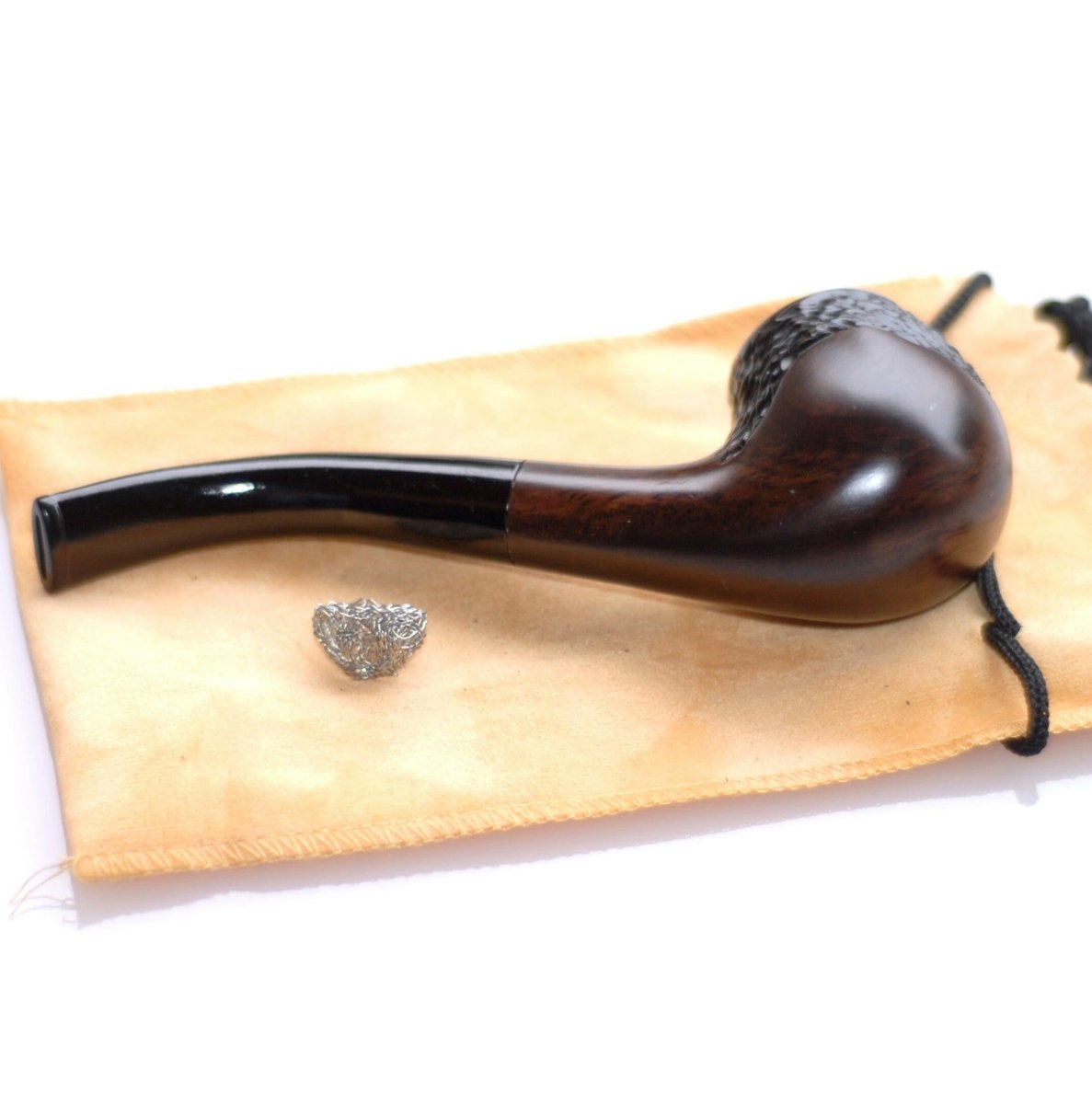 ShowJade Tobacco Pipe Handmade from Sandalwood (Rosewood) #9L - Simple Glass Pipe