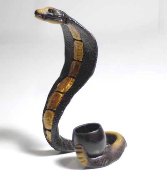 Standing Cobra figured handmade ceramic tobacco pipe - Simple Glass Pipe