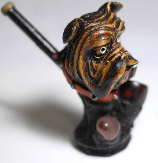 English Bull Dog figured handmade ceramic tobacco pipe - Simple Glass Pipe