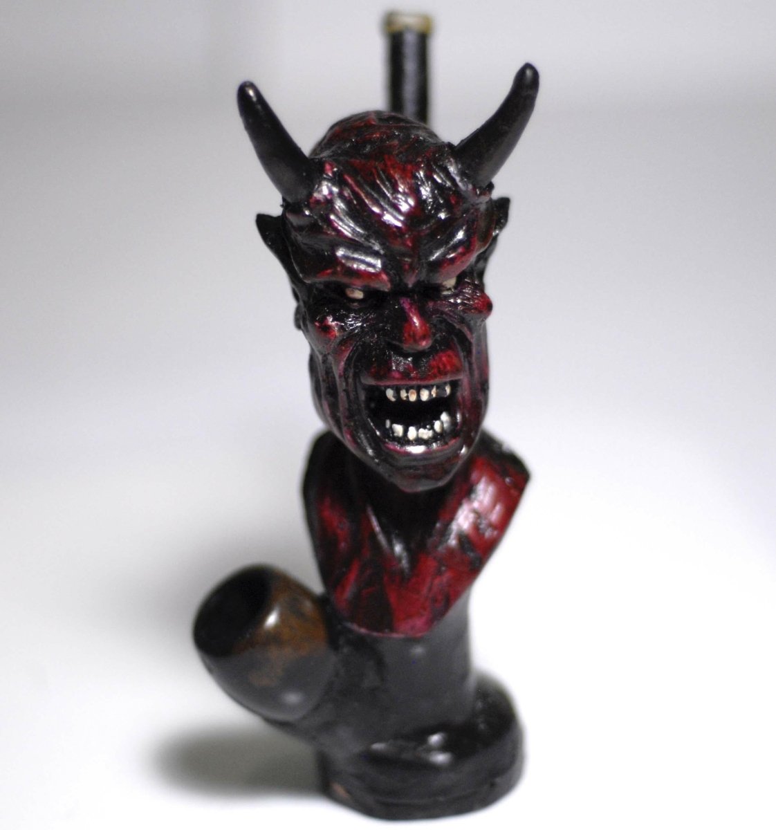 Horned devil handmade ceramic tobacco pipe